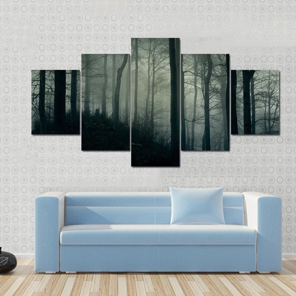 Horror Foggy Jungle - Nature 5 Panel Canvas Art Wall Decor Horror Foggy Jungle - Nature 5 Panel Canvas Art Wall Decor