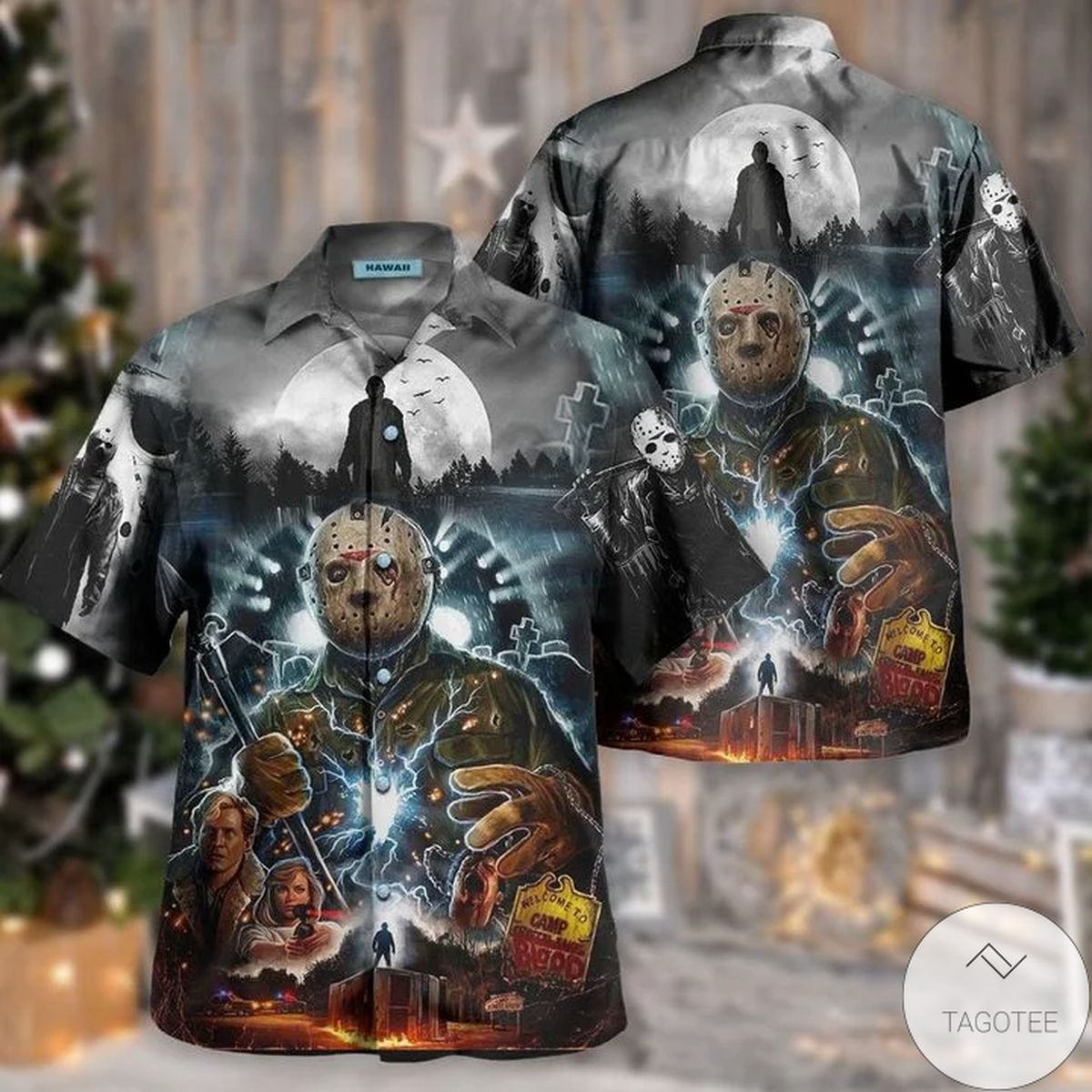 Horror Movie Characters Jason Voorhees Killer Hawaiian Shirt Horror Movie Characters Jason Voorhees Killer Hawaiian Shirt