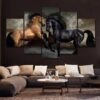 Horse Fight - Animal 5 Panel Canvas Art Wall Decor