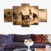 Horse Group Running - Animal 5 Panel Canvas Art Wall Decor