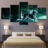 Horse In The Forest Night - Animal 5 Panel Canvas Art Wall Decor
