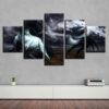 Horse Red And Blue Eye Night - Animal 5 Panel Canvas Art Wall Decor