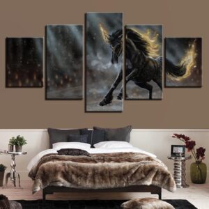 Horse Running 05 - Animal 5 Panel Canvas Art Wall Decor