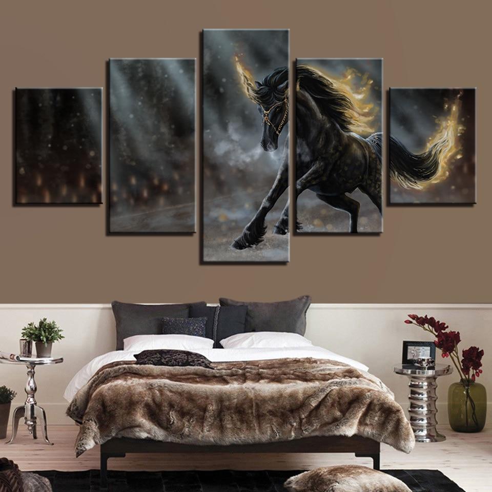 Horse Running 05 - Animal 5 Panel Canvas Art Wall Decor Horse Running 05 - Animal 5 Panel Canvas Art Wall Decor