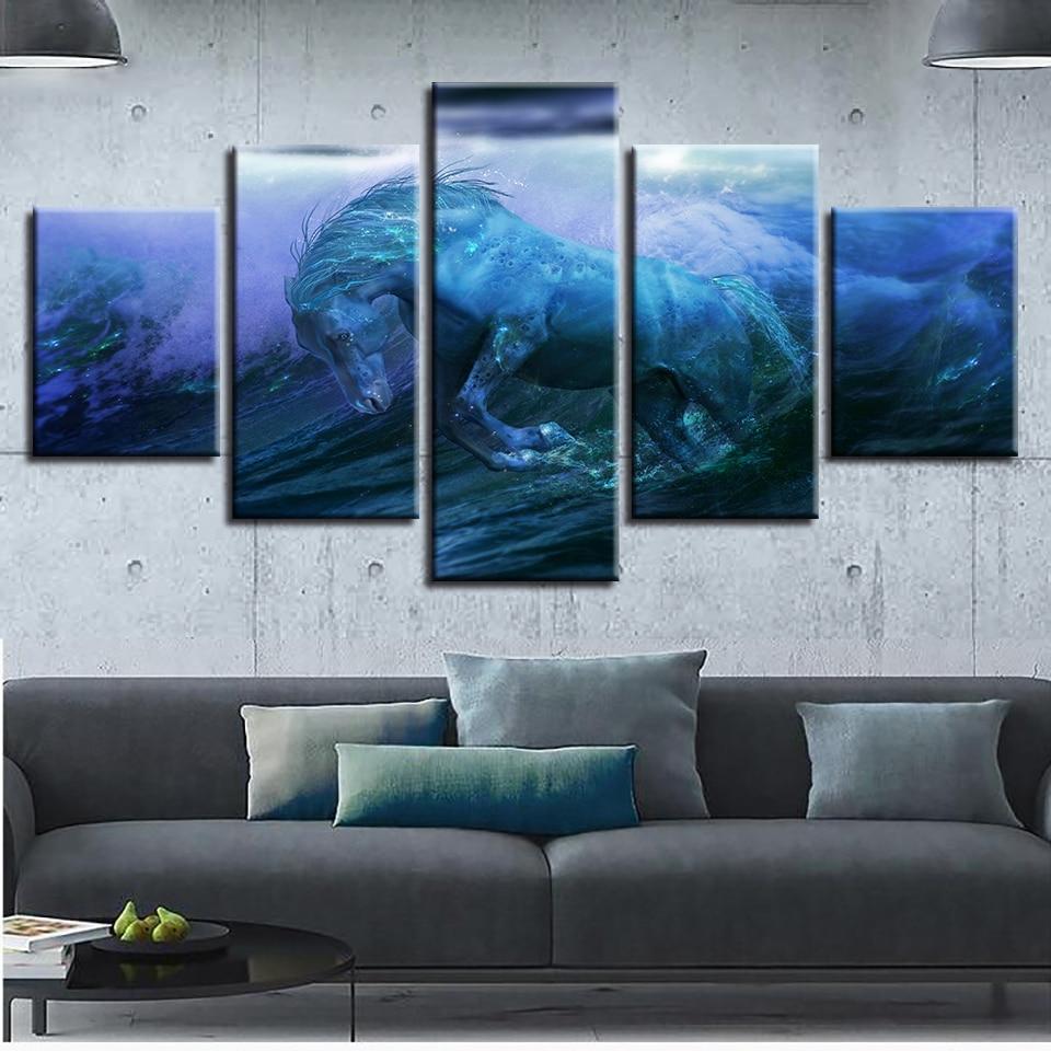 Horse Running 06 - Animal 5 Panel Canvas Art Wall Decor Horse Running 06 - Animal 5 Panel Canvas Art Wall Decor