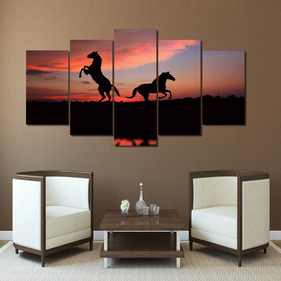 Horse Seascape - Animal 5 Panel Canvas Art Wall Decor Horse Seascape - Animal 5 Panel Canvas Art Wall Decor