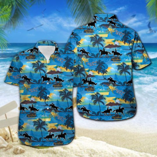 Horseback Riding Hawaiian Shirt Summer Button Up Horseback Riding Hawaiian Shirt Summer Button Up