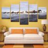 Horses Running By The Sea - Animal 5 Panel Canvas Art Wall Decor