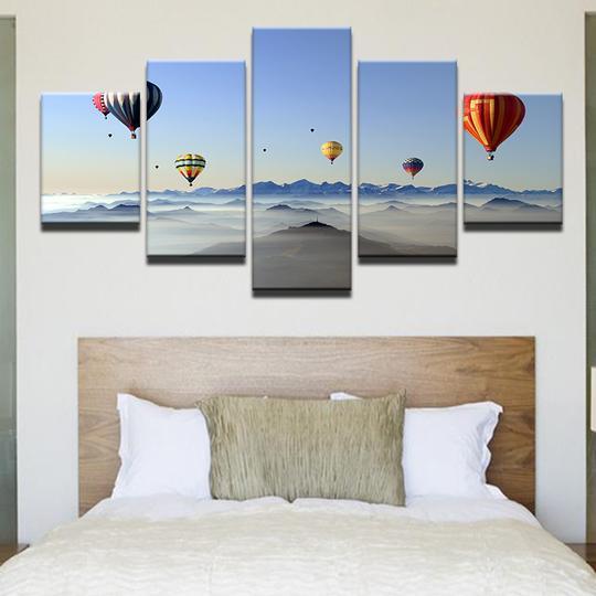 Hot Air Balloons 1 - Nature 5 Panel Canvas Art Wall Decor Hot Air Balloons 1 - Nature 5 Panel Canvas Art Wall Decor