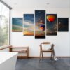 Hot Air Balloons - Space 5 Panel Canvas Art Wall Decor