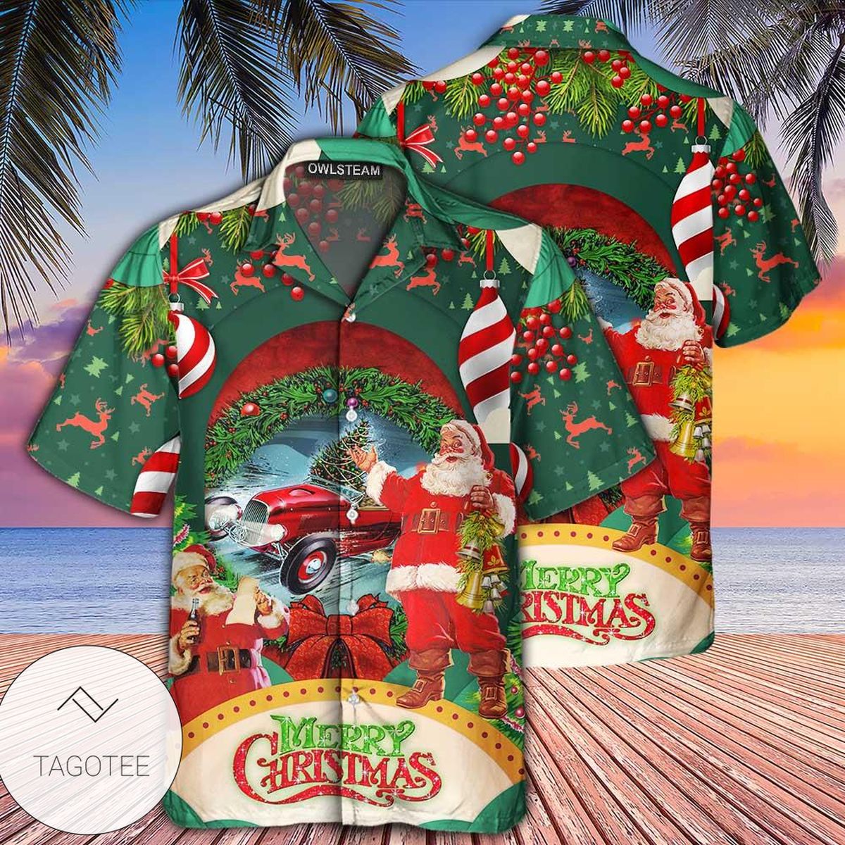 Hot Rod Merry Christmas Hawaiian Shirt Hot Rod Merry Christmas Hawaiian Shirt