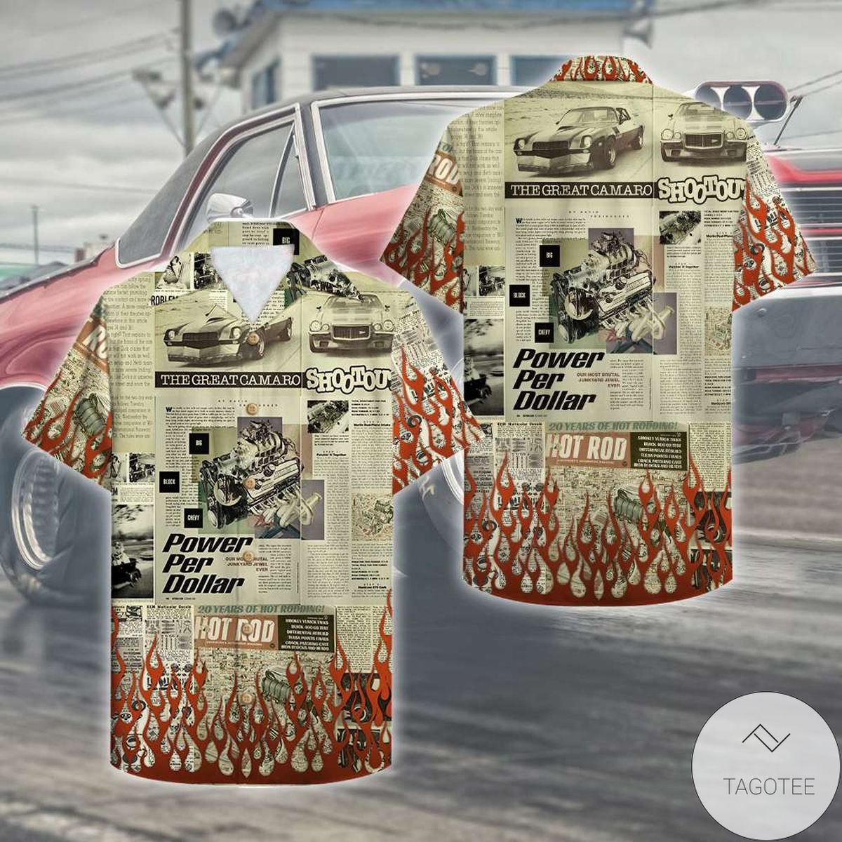 Hot Rod Newspaper Hawaiian Shirt Hot Rod Newspaper Hawaiian Shirt