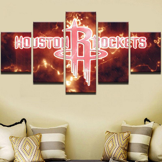 Houston Rockets Basketball 1 - Sport 5 Panel Canvas Art Wall Decor Houston Rockets Basketball 1 - Sport 5 Panel Canvas Art Wall Decor
