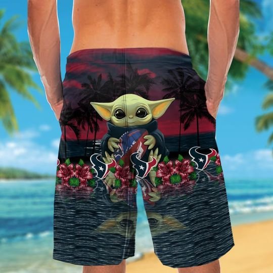 Houston Texans And Baby Yoda Hawaiian Shirt Short Houston Texans And Baby Yoda Hawaiian Shirt Short