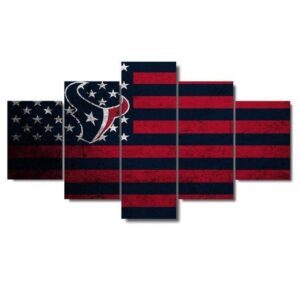 Houston Texans Flag 3 - Abstract 5 Panel Canvas Art Wall Decor
