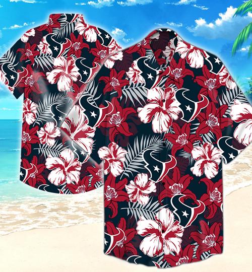 Houston Texans Flower Hawaiian Shirt Summer Button Up Houston Texans Flower Hawaiian Shirt Summer Button Up