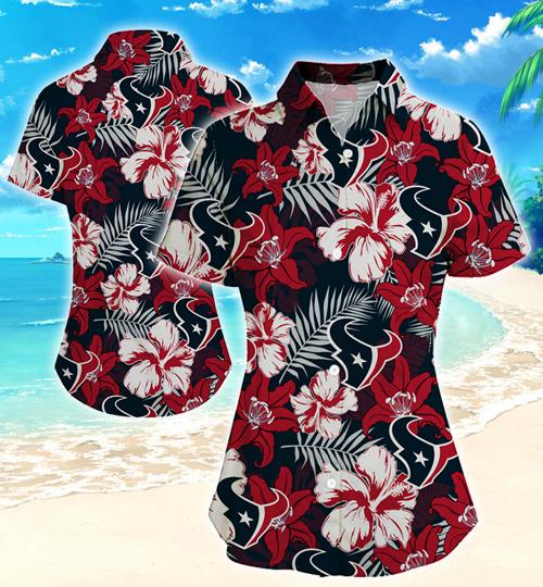 Houston Texans Women Hawaiian Shirt Summer Button Up Houston Texans Women Hawaiian Shirt Summer Button Up