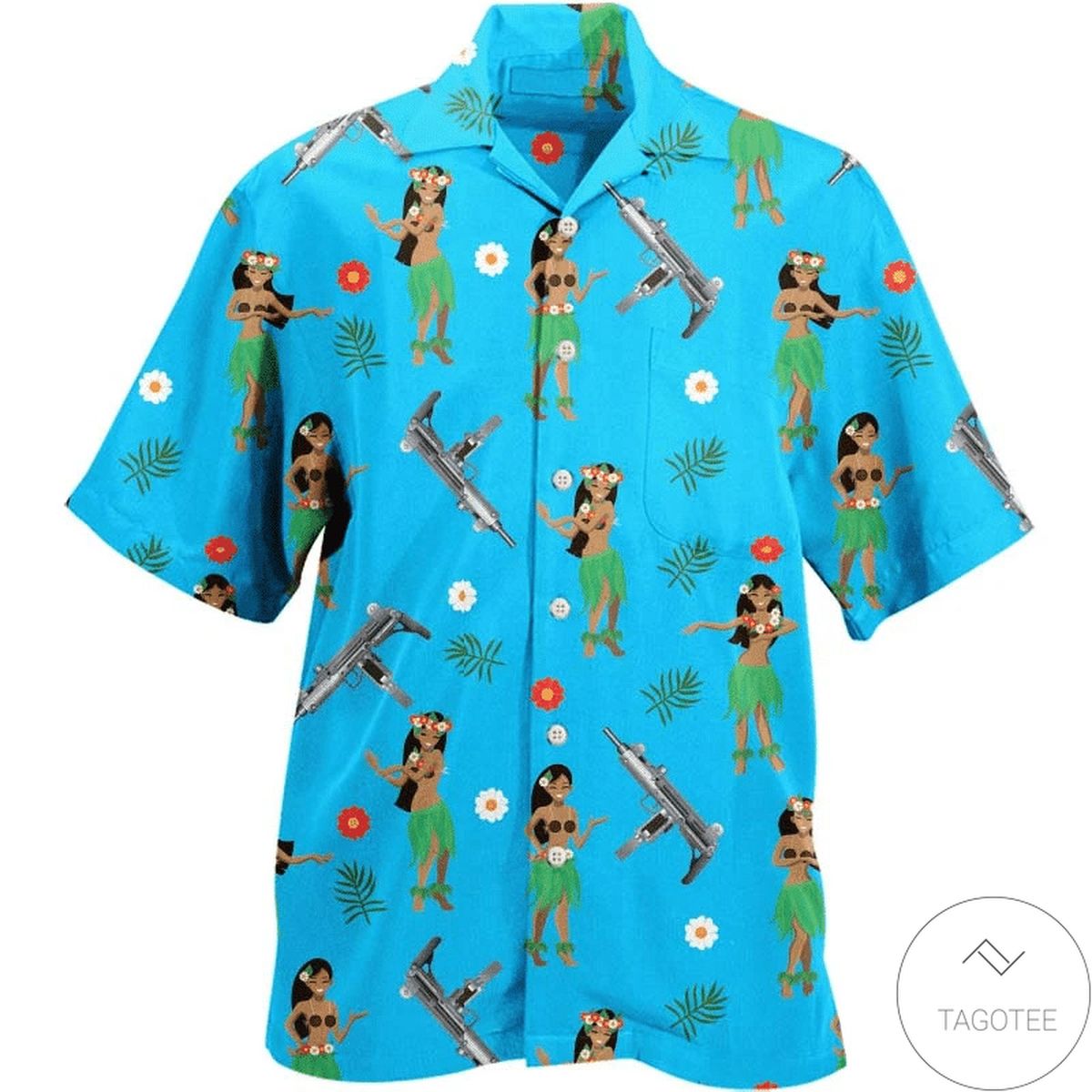 Hula Girl Uzi Gun Hawaiian Shirt Hula Girl Uzi Gun Hawaiian Shirt