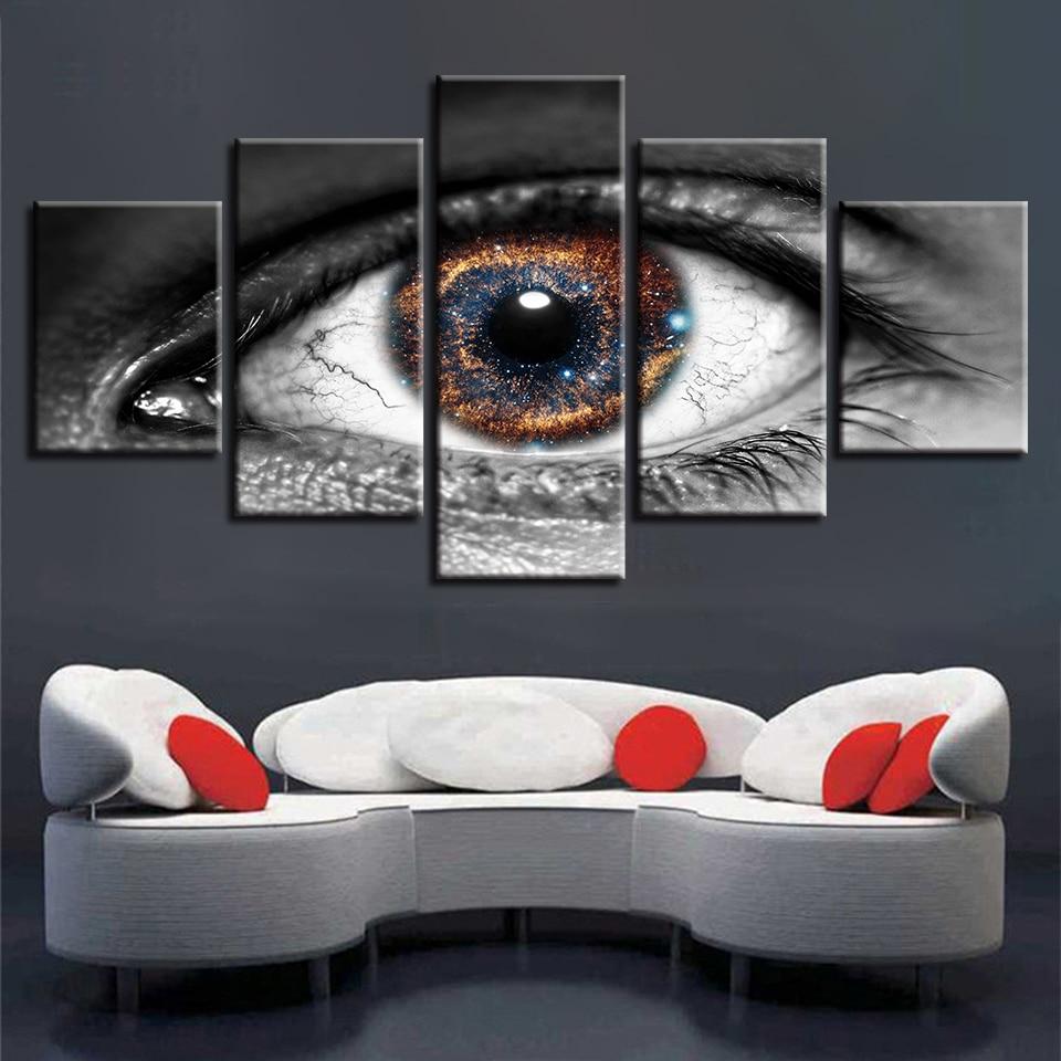 Human Eyes - Abstract 5 Panel Canvas Art Wall Decor Human Eyes - Abstract 5 Panel Canvas Art Wall Decor