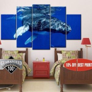 Humpback Whale - Animal 5 Panel Canvas Art Wall Decor