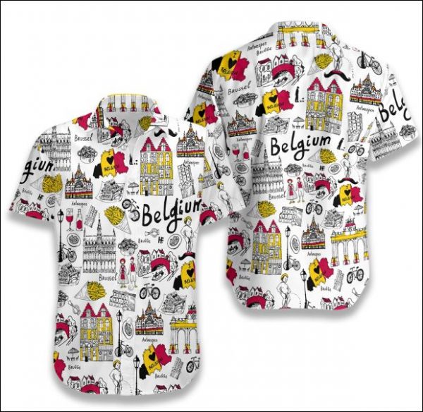 I Love Belgium Doodle Hawaiian Shirt Summer Button Up I Love Belgium Doodle Hawaiian Shirt Summer Button Up