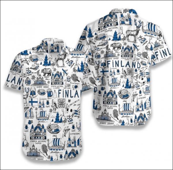 I Love Finland Doodle Hawaiian Shirt Summer Button Up I Love Finland Doodle Hawaiian Shirt Summer Button Up