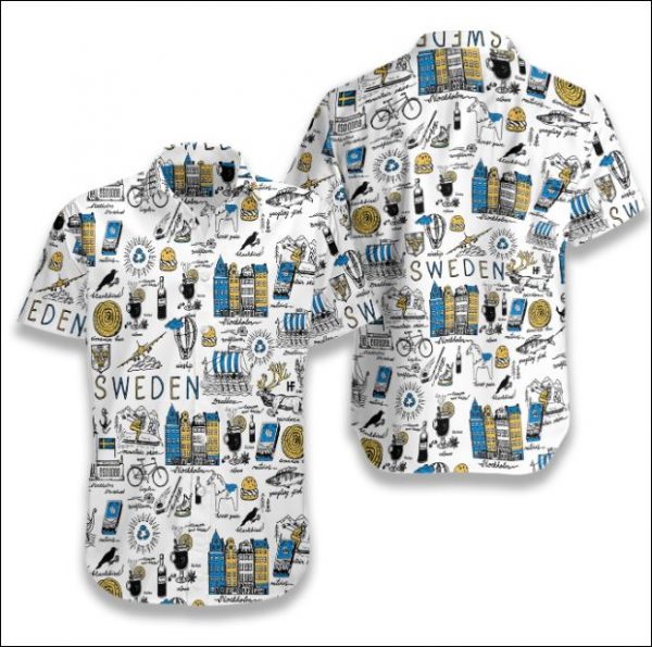 I Love Sweden Hawaiian Shirt Summer Button Up I Love Sweden Hawaiian Shirt Summer Button Up