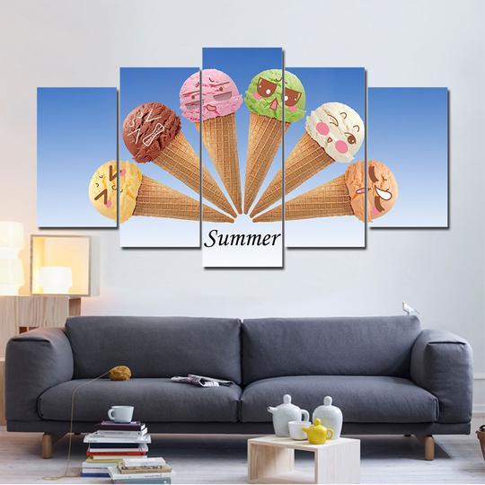 Ice Cream Cone Emojis Emoticons - Abstract 5 Panel Canvas Art Wall Decor Ice Cream Cone Emojis Emoticons - Abstract 5 Panel Canvas Art Wall Decor