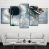 Ice Fishing Perch - Fishing 5 Panel Canvas Art Wall Decor