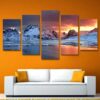 Iceland Mountain Sunset - Nature 5 Panel Canvas Art Wall Decor