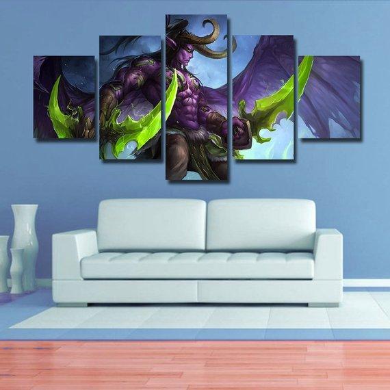 Illidan 01 - Gaming 5 Panel Canvas Art Wall Decor Illidan 01 - Gaming 5 Panel Canvas Art Wall Decor