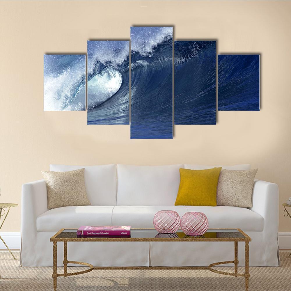 Image Of Wave In Ocean - Nature 5 Panel Canvas Art Wall Decor Image Of Wave In Ocean - Nature 5 Panel Canvas Art Wall Decor