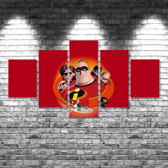 Incredibles 2 - Cartoon 5 Panel Canvas Art Wall Decor Incredibles 2 - Cartoon 5 Panel Canvas Art Wall Decor