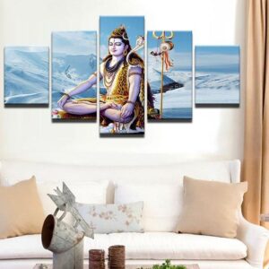 Indian God Shiva 7 - Religion 5 Panel Canvas Art Wall Decor