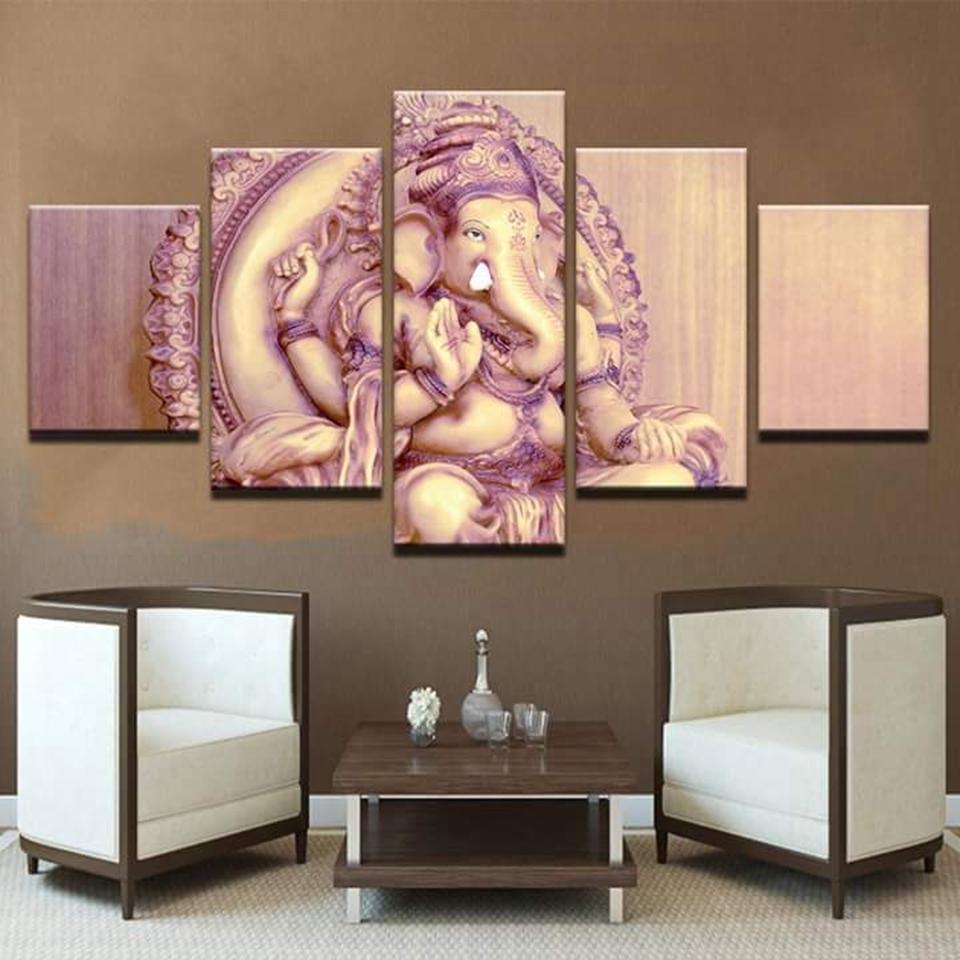 Indian Lord Religion Ganesha - Religion 5 Panel Canvas Art Wall Decor Indian Lord Religion Ganesha - Religion 5 Panel Canvas Art Wall Decor