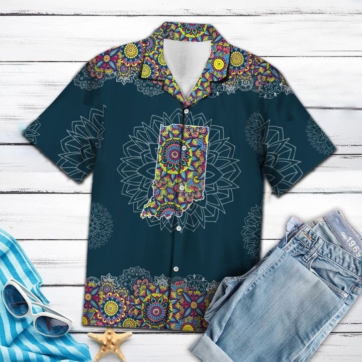 Indiana Mandala Hawaiian Shirt Summer Button Up Indiana Mandala Hawaiian Shirt Summer Button Up