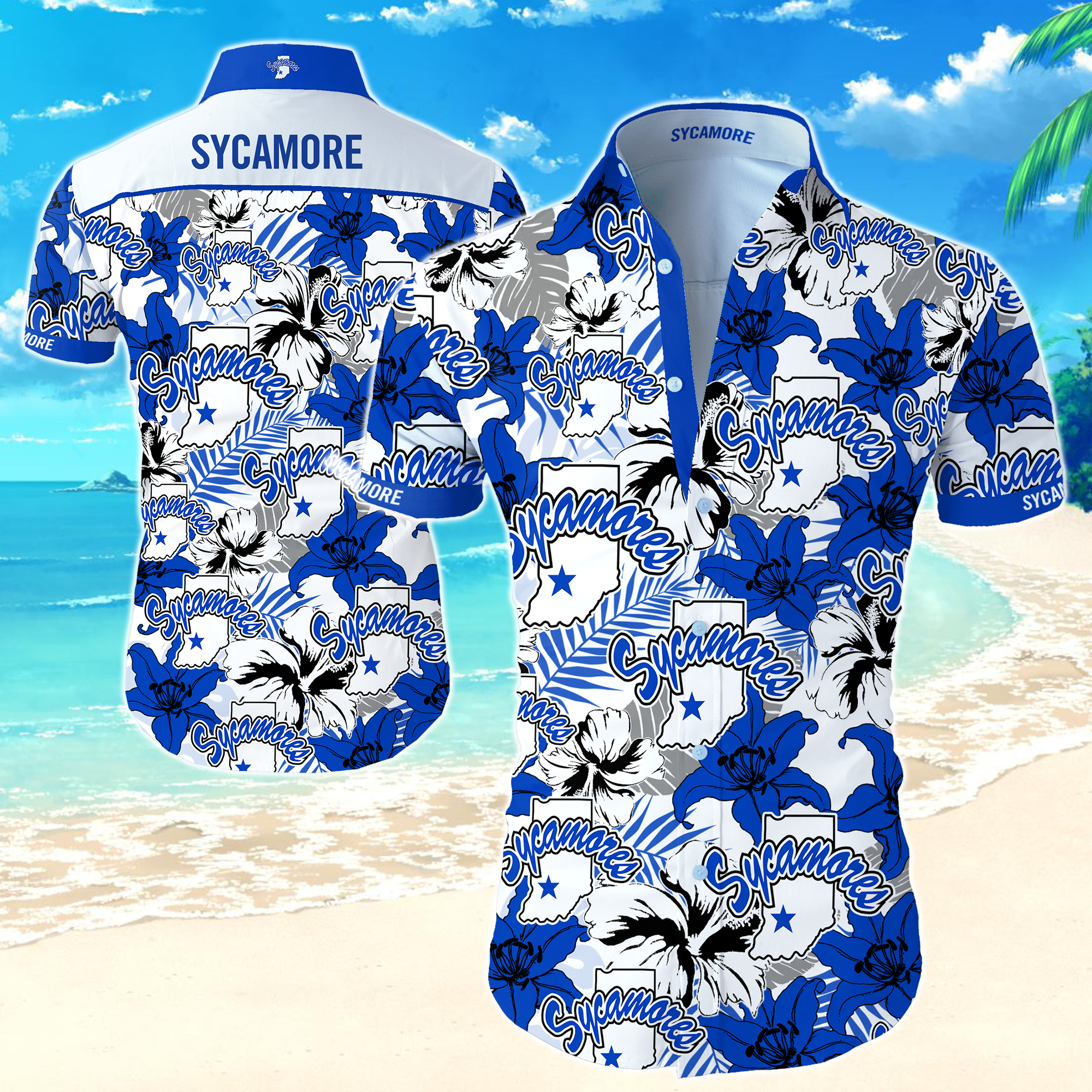 Indiana State Sycamores Hawaiian Shirt Summer Button Up Indiana State Sycamores Hawaiian Shirt Summer Button Up