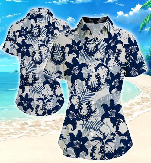 Indianapolis Colts Women Hawaiian Shirt Summer Button Up Indianapolis Colts Women Hawaiian Shirt Summer Button Up