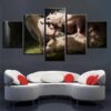 Indians And Animal Wolf - Animal 5 Panel Canvas Art Wall Decor