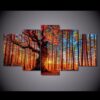 Inspiring Forest Beautiful Autumn - Nature 5 Panel Canvas Art Wall Decor