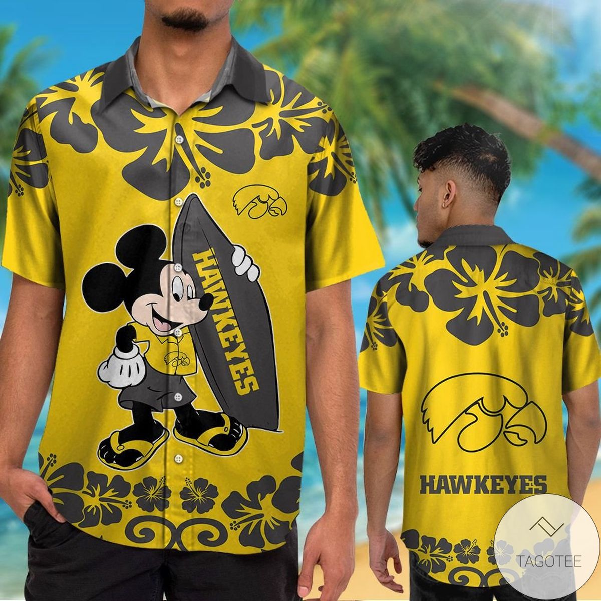 Iowa Hawkeyes & Mickey Mouse Hawaiian Shirt Iowa Hawkeyes & Mickey Mouse Hawaiian Shirt