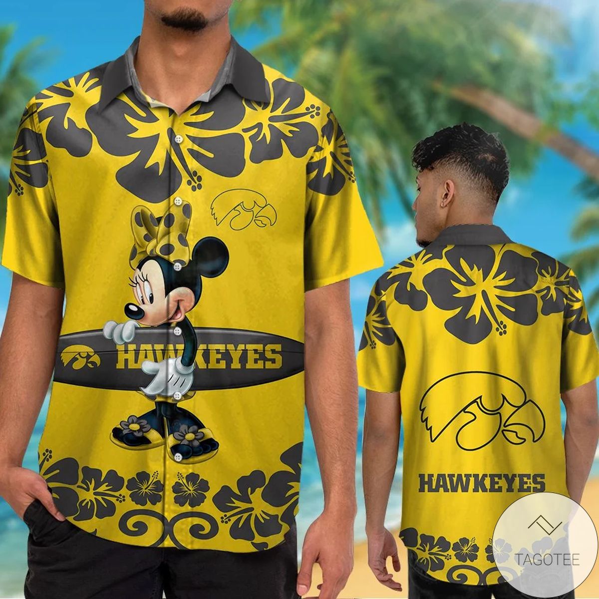 Iowa Hawkeyes & Minnie Mouse Hawaiian Shirt Iowa Hawkeyes & Minnie Mouse Hawaiian Shirt