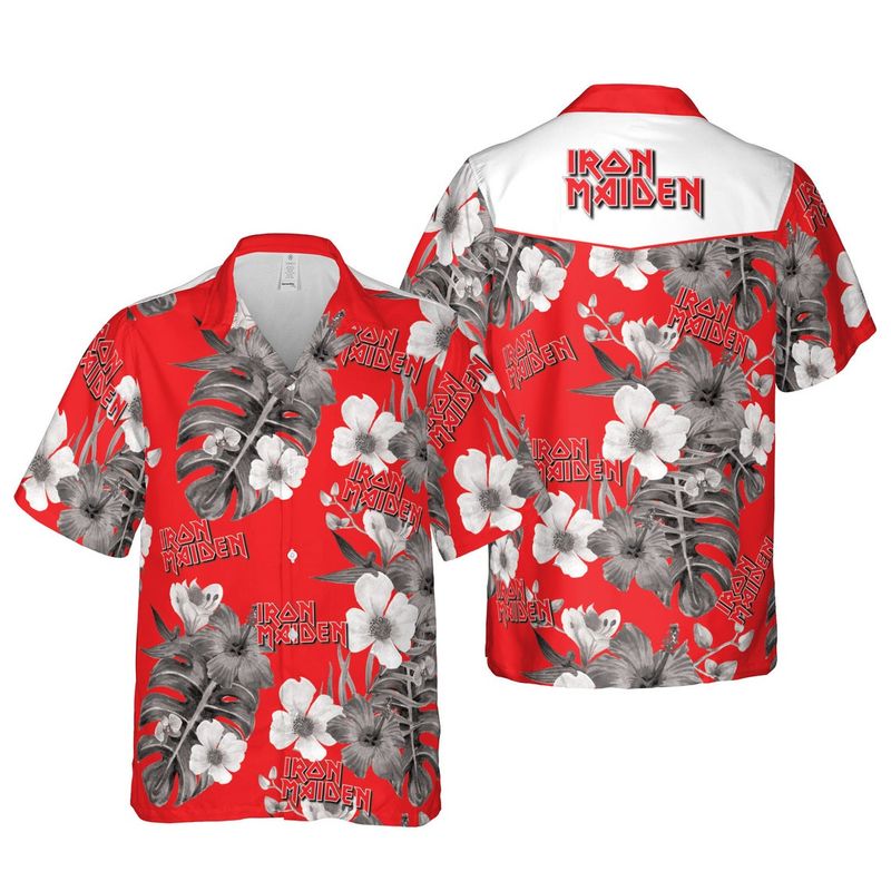 Iron Maiden Floral Aloha Hawaiian Shirt Iron Maiden Floral Aloha Hawaiian Shirt