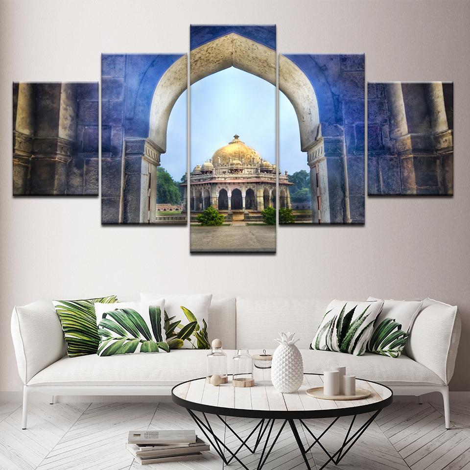 Isa Khan S Tomb Delhi Tomb Scenery - Nature 5 Panel Canvas Art Wall Decor Isa Khan S Tomb Delhi Tomb Scenery - Nature 5 Panel Canvas Art Wall Decor