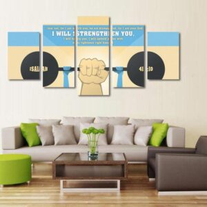 Isaiah 41:10 #2 Fear Not For I Am With You Always Bible Verse - Religion 5 Panel Canvas Art Wall Decor