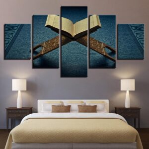 Islam Book - Religion 5 Panel Canvas Art Wall Decor