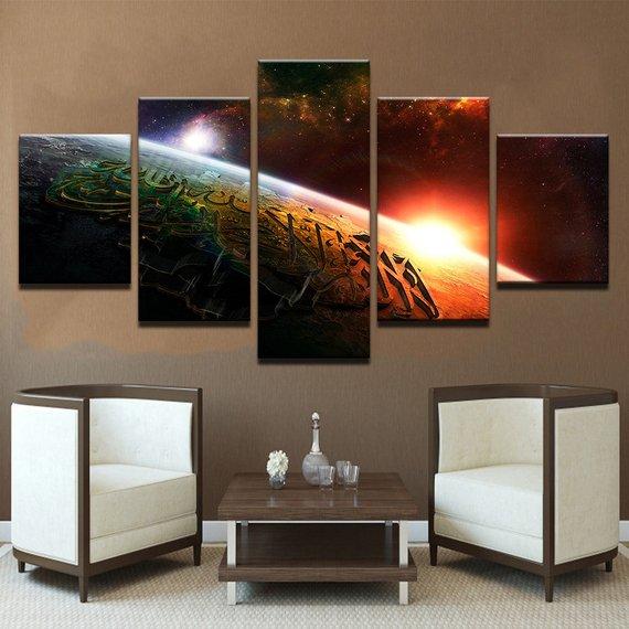 Islamic World - Abstract 5 Panel Canvas Art Wall Decor Islamic World - Abstract 5 Panel Canvas Art Wall Decor