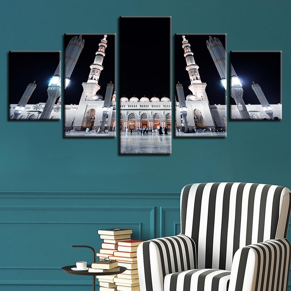 Islamism Mosques - Nature 5 Panel Canvas Art Wall Decor Islamism Mosques - Nature 5 Panel Canvas Art Wall Decor