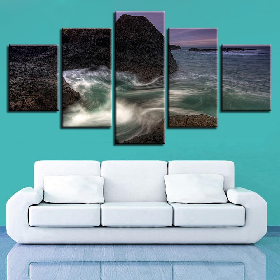 Island Blue Sea Water 2 - Nature 5 Panel Canvas Art Wall Decor Island Blue Sea Water 2 - Nature 5 Panel Canvas Art Wall Decor