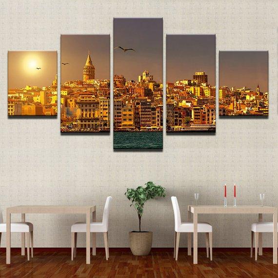 Istanbul Turkey - Abstract 5 Panel Canvas Art Wall Decor Istanbul Turkey - Abstract 5 Panel Canvas Art Wall Decor